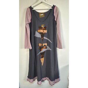 VonksArt Boho Chic Patchwork Long Sleeve Midi Dress One Of A Kind Art To Wear